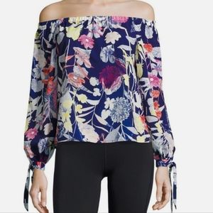 Yumi Kim Tropical Fiesta Off the Shoulder Long Sleeve Top Floral Small